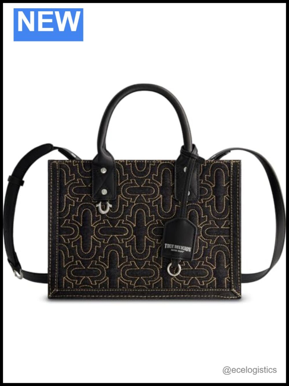 Quilted Horseshoe Tote Bag with Adjustable Crossbody Strap
